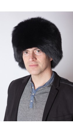 Black fox fur hat - unisex